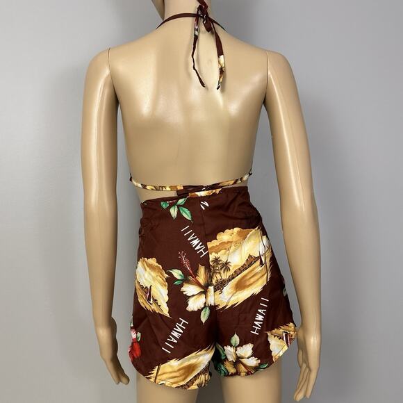 NEW Vintage Hukilau Fashions Hawaiian Set Medium Wrap Shorts Triangle Bikini Top - Picture 7 of 15